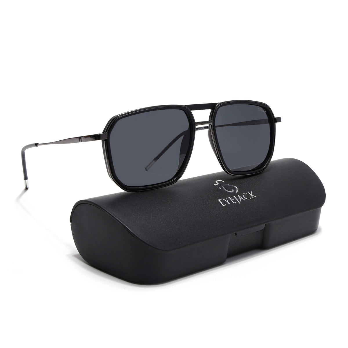 Eyejack Aura Black & Grey Wayfarer Polarized Sunglasses for Men & Women (2507PCL1519)