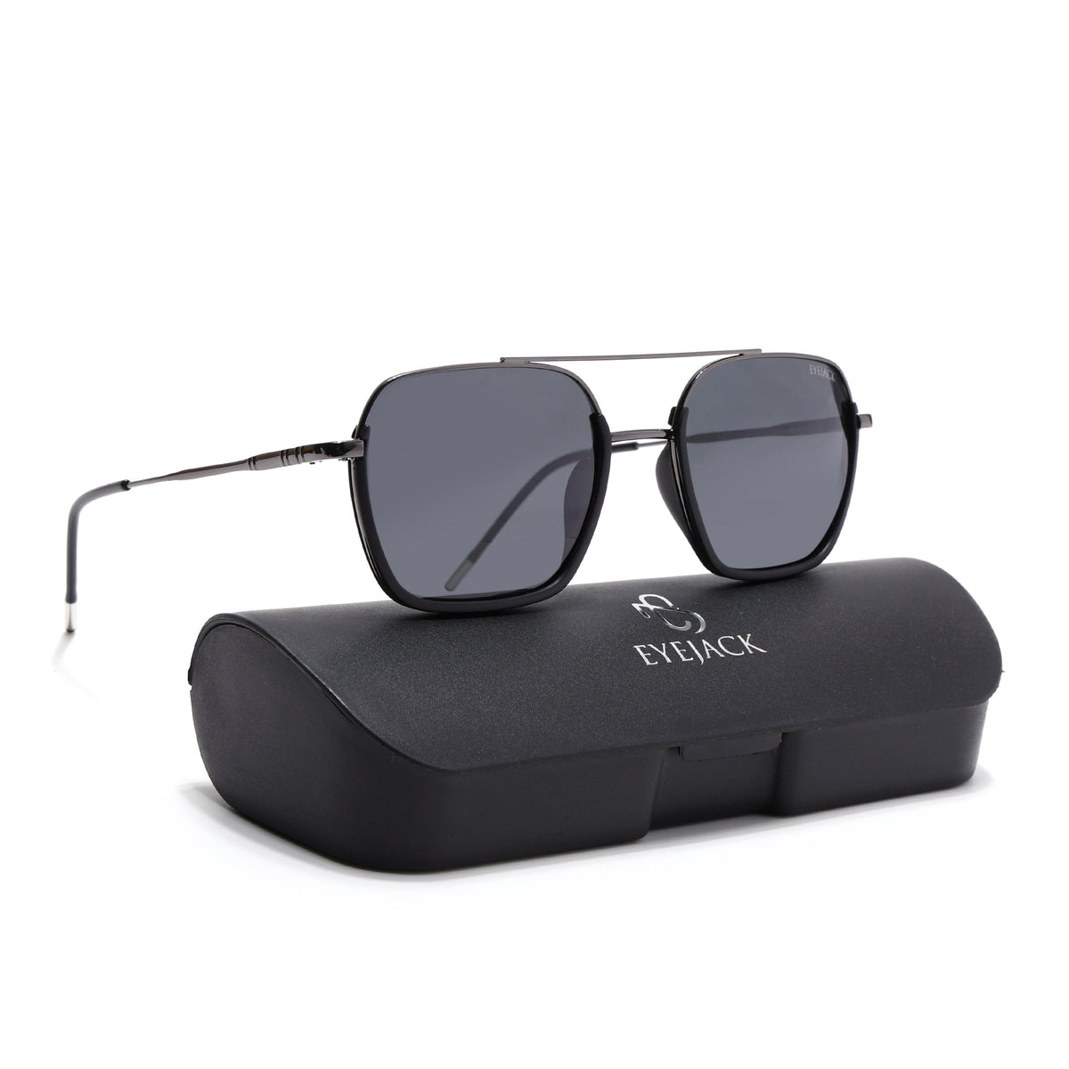 Eyejack Aura Black & Grey Wayfarer Polarized Sunglasses for Men & Women (2508PCL1529)