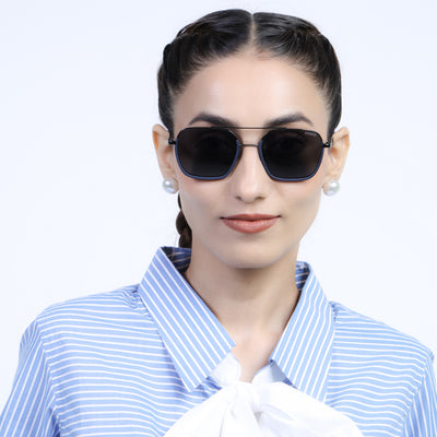 Eyejack Aura Navy Blue & Grey Wayfarer Polarized Sunglasses for Men & Women (2508PCL1530)