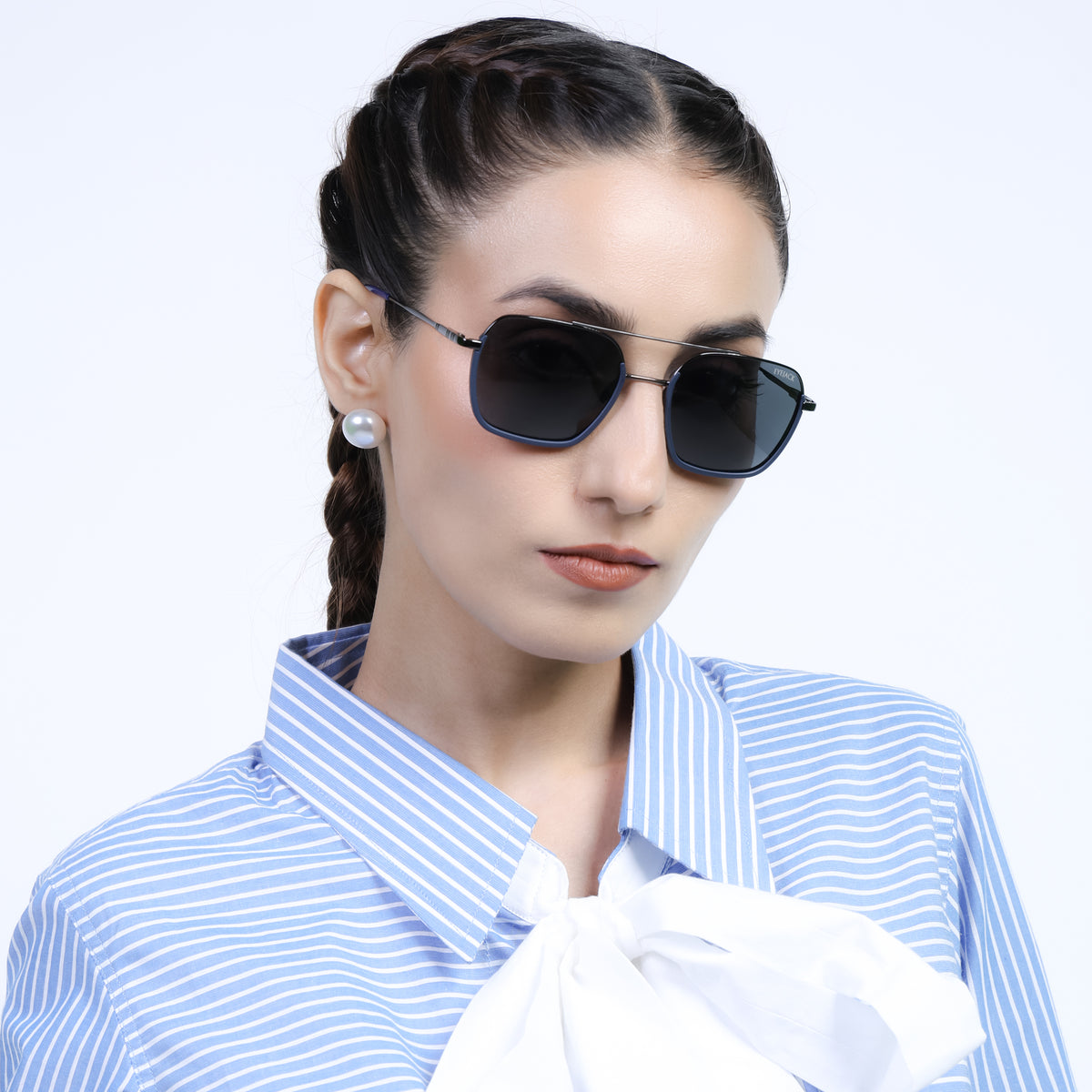 Eyejack Aura Navy Blue & Grey Wayfarer Polarized Sunglasses for Men & Women (2508PCL1530)