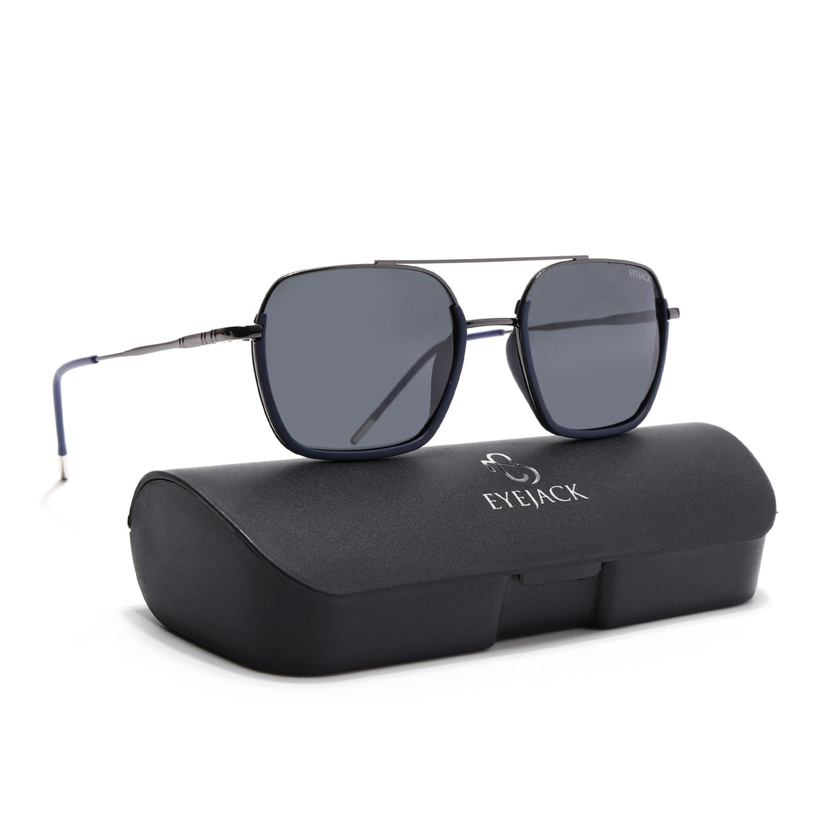Eyejack Aura Navy Blue & Grey Wayfarer Polarized Sunglasses for Men & Women (2508PCL1530)