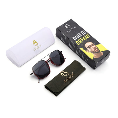 Eyejack Aura Red & Grey Wayfarer Polarized Sunglasses for Men & Women (2508PCL1531)
