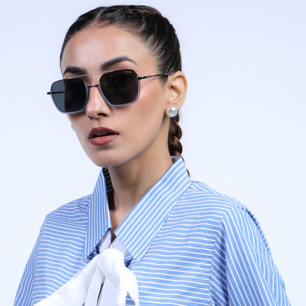 Eyejack Aura Blue & Grey Wayfarer Polarized Sunglasses for Men & Women (2508PCL1532)