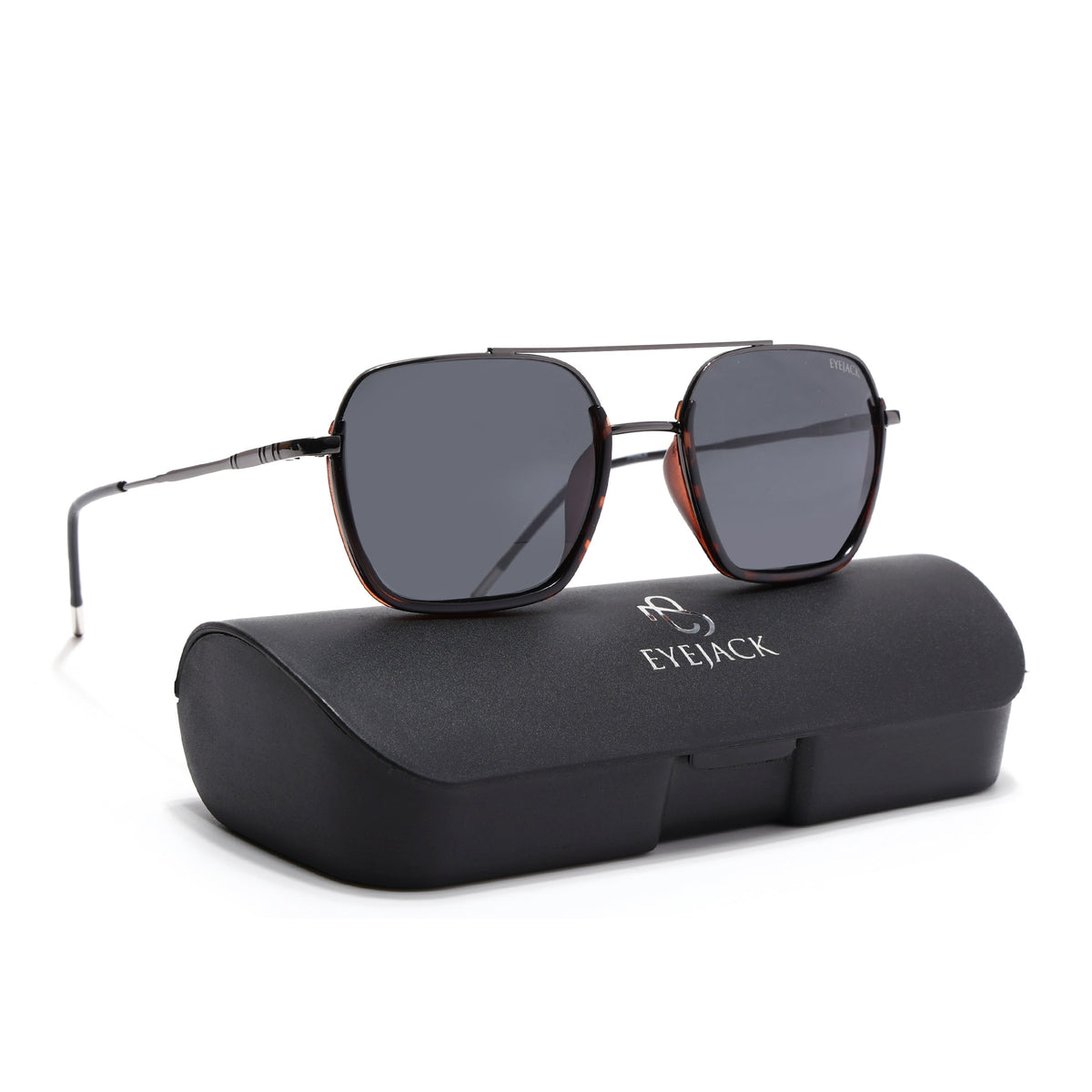 Eyejack Aura Demi Brown & Grey Wayfarer Polarized Sunglasses for Men & Women (2508PCL1537)