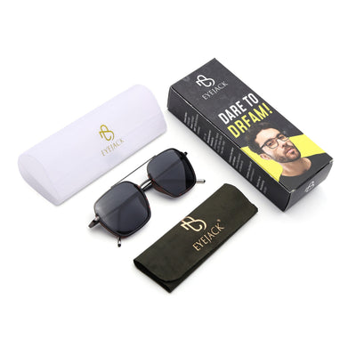 Eyejack Aura Demi Brown & Grey Wayfarer Polarized Sunglasses for Men & Women (2508PCL1537)