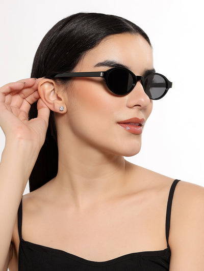 Bloom - Black Oval Sunglasses for Women (2537CL2185)