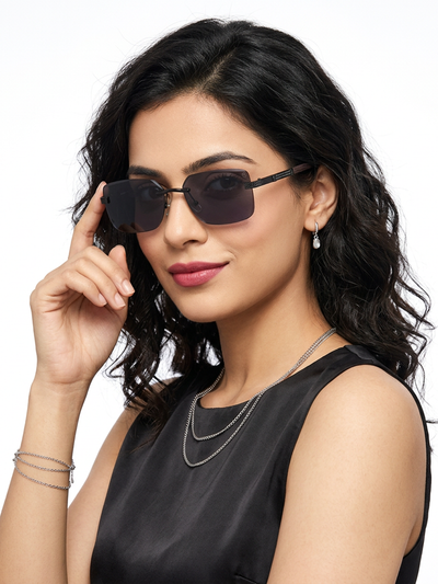 Essence Noble - Black Rimless Sunglasses I Black Lens - ZX98512CL2552