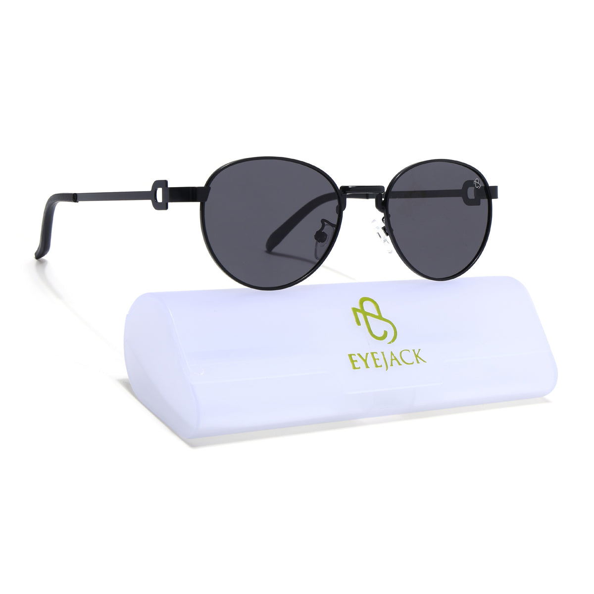 Eyejack Black Oval Sunglasses for Men & Women (2613CL2566)