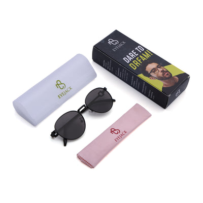 Eyejack UV Protected & Polarized Black Oval Sunglasses for Men & Women (2613CL2566)
