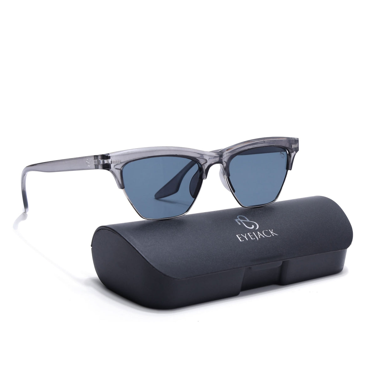 Eyejack Shine Grey Half Rim Sunglasses for Women (2829CL1210)