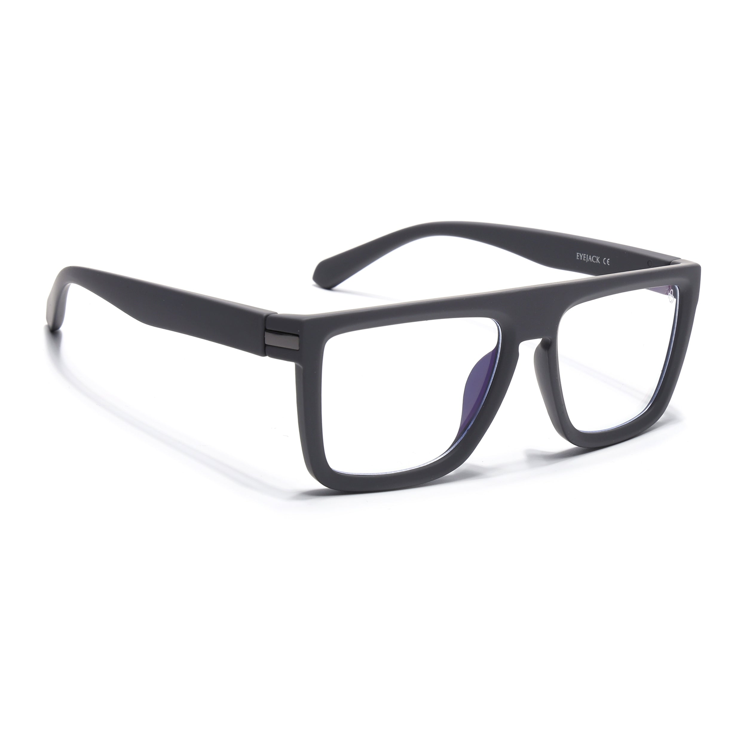 Eyejack Crossline Grey Square Eyeglasses for Men & Women