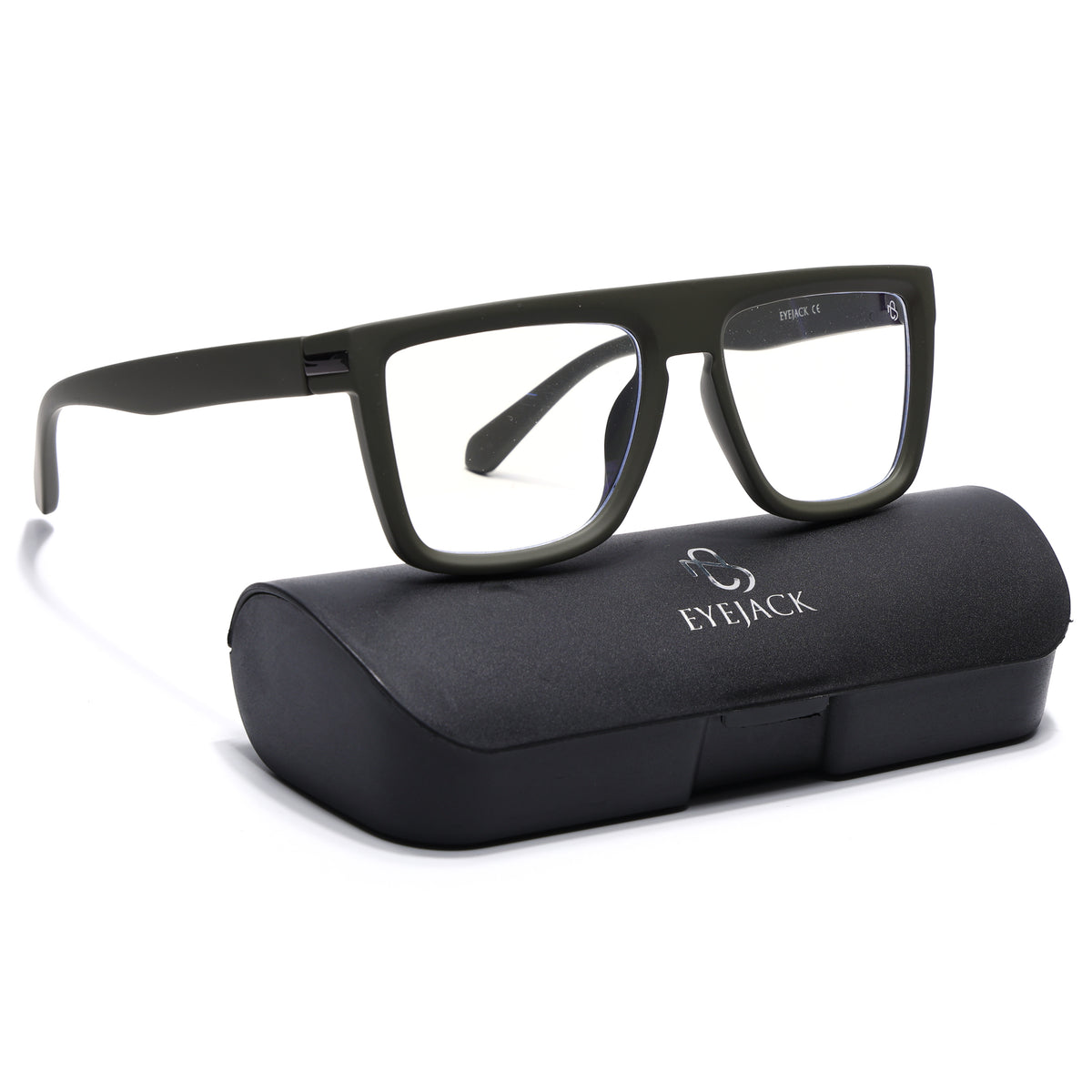 Eyejack Crossline Green Square Eyeglasses for Men & Women (2901FCL2085-C5)