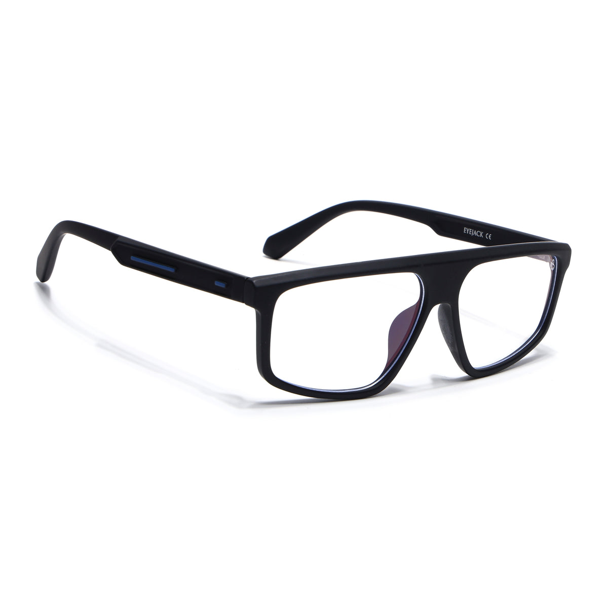 Eyejack Crossline Black Rectangle Eyeglasses for Men & Women (2902FCL2087-C1)