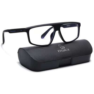 Eyejack Crossline Black Rectangle Eyeglasses for Men & Women (2902FCL2087-C1)