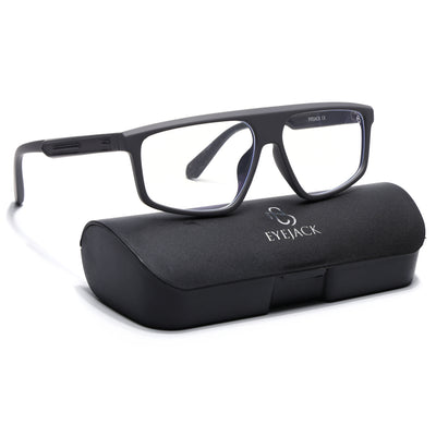 Eyejack Crossline Grey Rectangle Eyeglasses for Men & Women (2902FCL2088-C2)