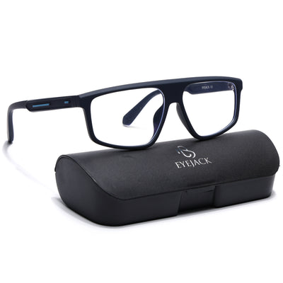 Eyejack Crossline Navy Blue Rectangle Eyeglasses for Men & Women (2902FCL2089-C3)