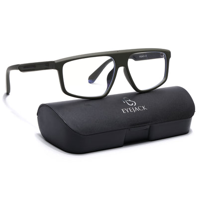 Eyejack Crossline Green Rectangle Eyeglasses for Men & Women (2902FCL2091-C5)