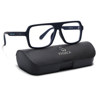Eyejack Crossline Navy Blue Wayfarer Eyeglasses for Men & Women (2904FCL2101-C3)