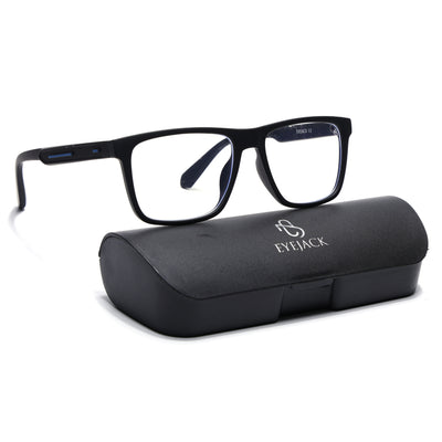 Eyejack Crossline Black Square Eyeglasses for Men & Women (2905FCL2105-C1)
