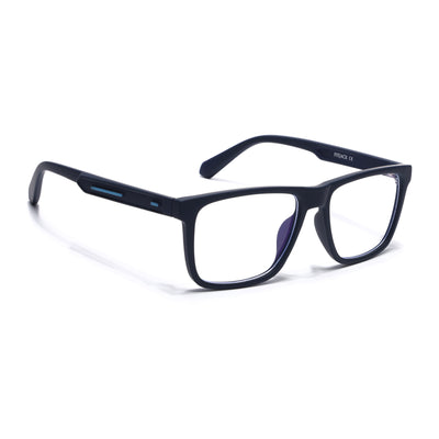 Eyejack Crossline Navy Blue Square Eyeglasses for Men & Women (2905FCL2107-C3)