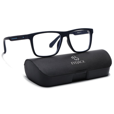 Eyejack Crossline Navy Blue Square Eyeglasses for Men & Women (2905FCL2107-C3)
