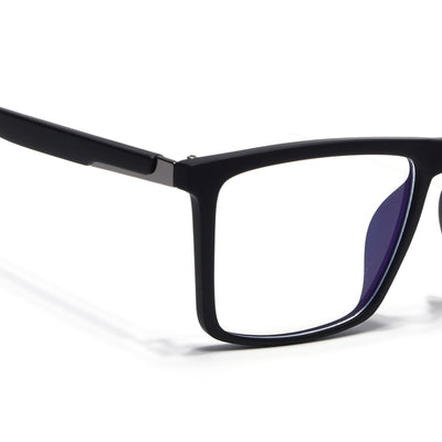 Eyejack Crossline Black Square Eyeglasses for Men & Women (2906FCL2111-C1)
