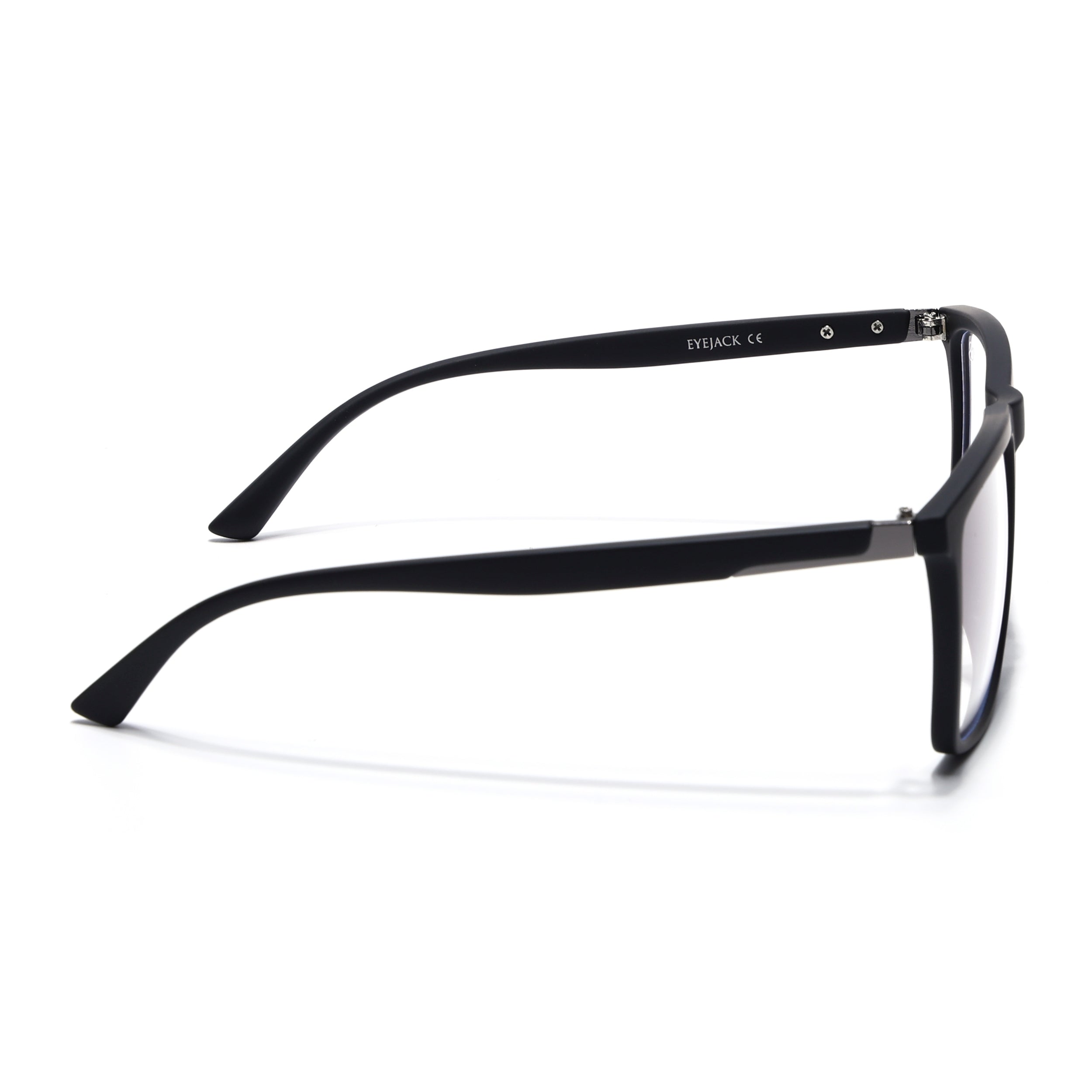 Eyejack Crossline Black Square Eyeglasses for Men & Women