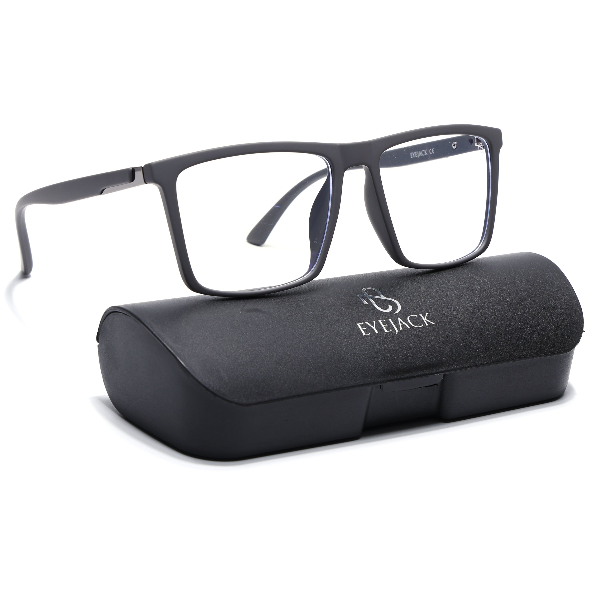 Eyejack Crossline Grey Square Eyeglasses for Men & Women