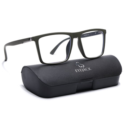 Eyejack Crossline Green Square Eyeglasses for Men & Women (2906FCL2115-C5)