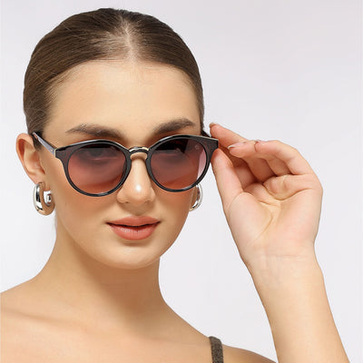 Eyejack Brown & Golden Cateye Sunglasses for Women (30101CL887)