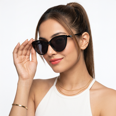 Eyejack Black Cateye Sunglasses for Women (35004CL899)