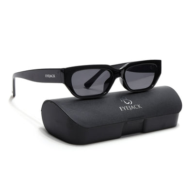 Eyejack Black Rectangle Sunglasses for Men & Women (3563CL982)