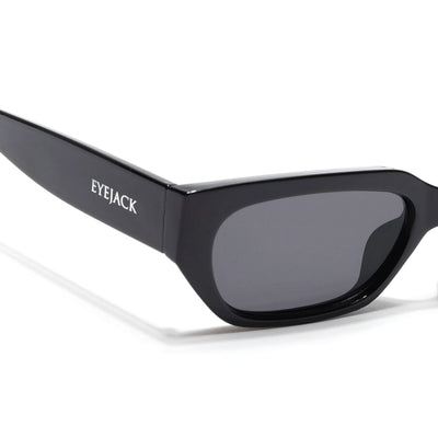 Eyejack Black Rectangle Sunglasses for Men & Women (3563CL982)