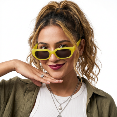Eyejack Yellow Rectangle Sunglasses for Men & Women (3563CL983)