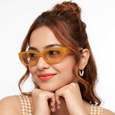 Eyejack Orange Rectangle Sunglasses for Men & Women (3563CL984)