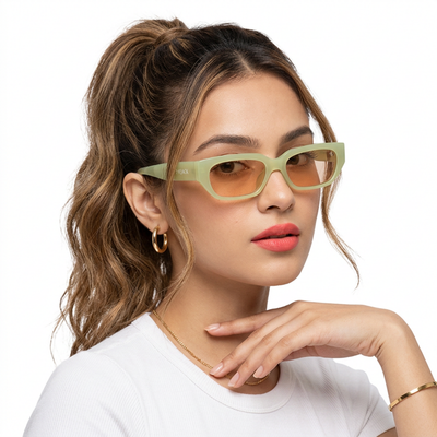 Eyejack Green Rectangle Sunglasses for Men & Women (3563CL986)