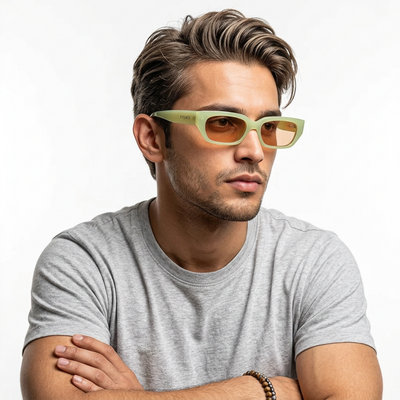 Eyejack Green Rectangle Sunglasses for Men & Women (3563CL986)