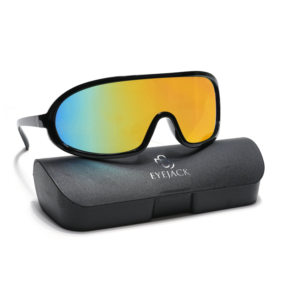 Eyejack Black Wrap Around Sunglasses for Men & Women (3699CL902)