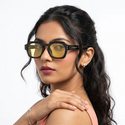 Milan - Black Round Sunglasses I Yellow Lense (3717CL991)