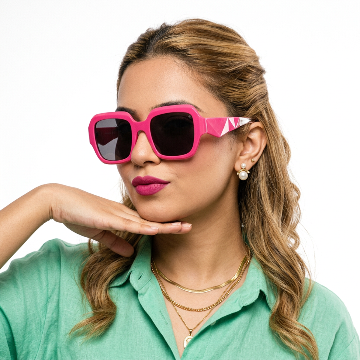 Eyejack Hot Pink Oversize Sunglasses for Women (3732CL998)
