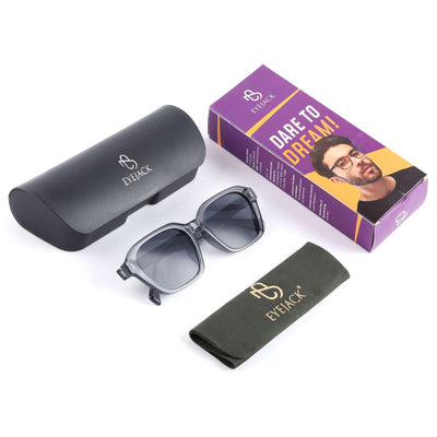Eyejack Grey Square Sunglasses for Men & Women (3740CL1000)