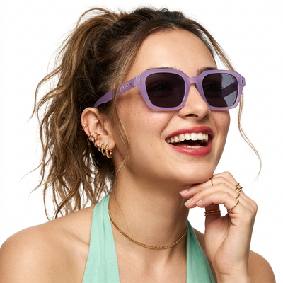 Eyejack Purple Square Sunglasses for Men & Women (3740CL1002)
