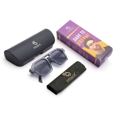 Eyejack Solar Square Sunglasses for Men & Women (Grey Lens | Grey Frame - 3753CL507-C2)