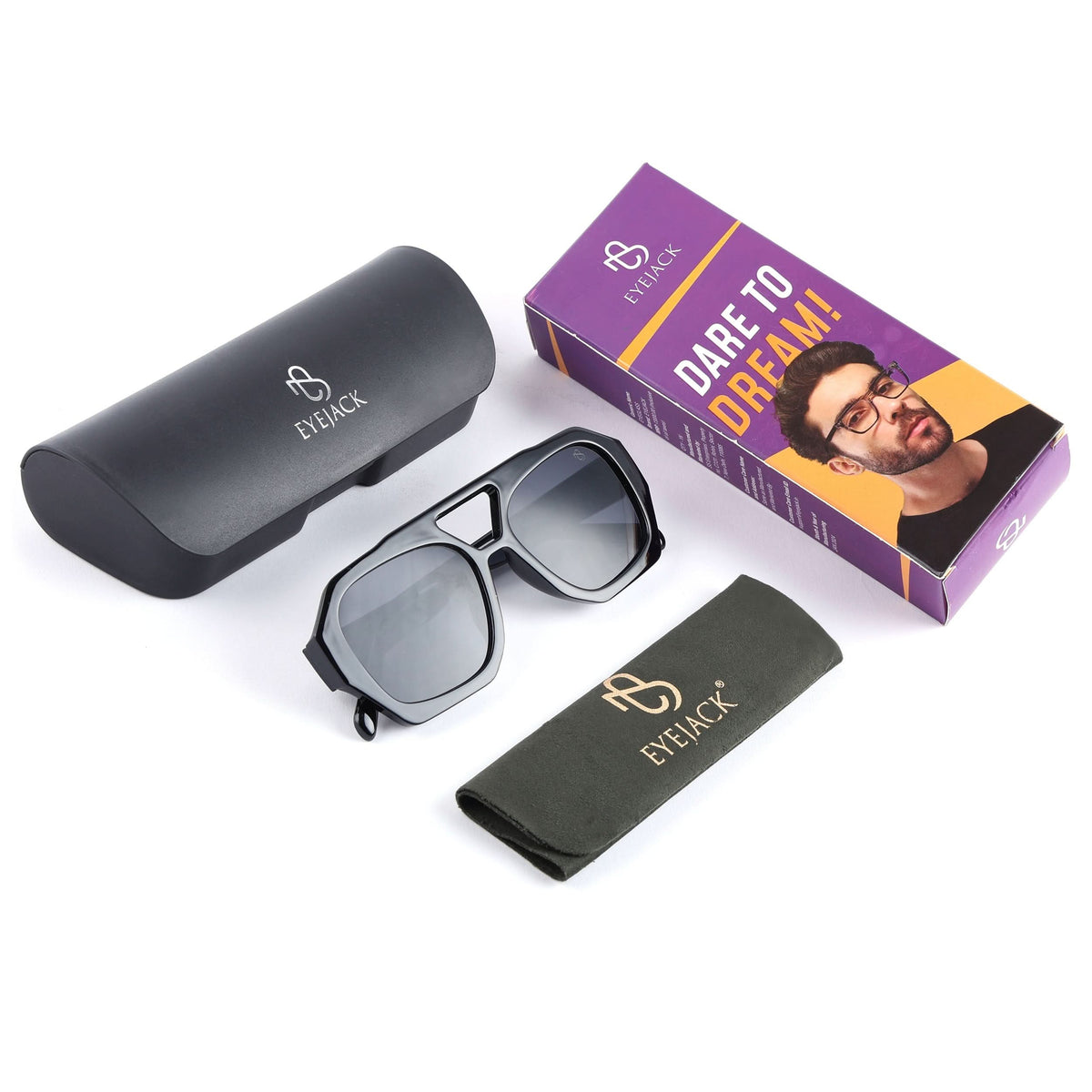 Eyejack Black Wayfarer Sunglasses for Men & Women (3761CL1003)