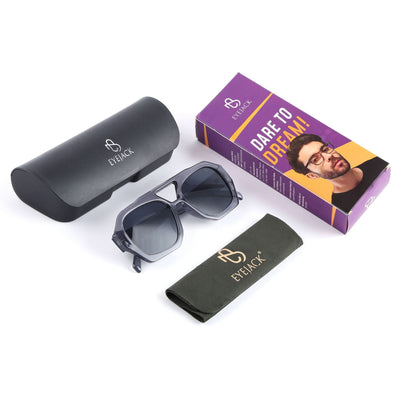 Eyejack Grey Wayfarer Sunglasses for Men & Women (3761CL1005)
