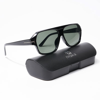 BEAM - Shine Black Square Sunglasses I Green Lens - 3793CL515-C4