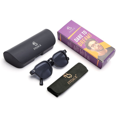 Eyejack Square Sunglasses for Men & Women (Black Lens | Shine Black Frame - 3797CL518-C1)