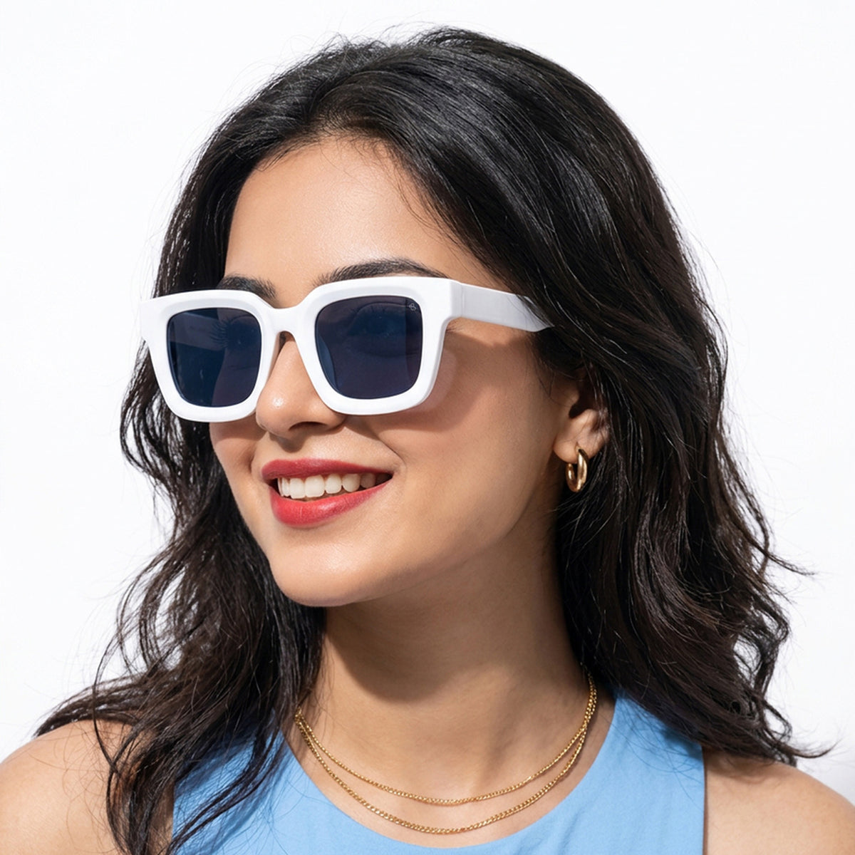 Cubix - White Square Sunglasses I Black Lens - 3803CL527-C4)