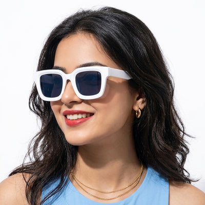 Cubix - White Square Sunglasses I Black Lens - 3803CL527-C4)