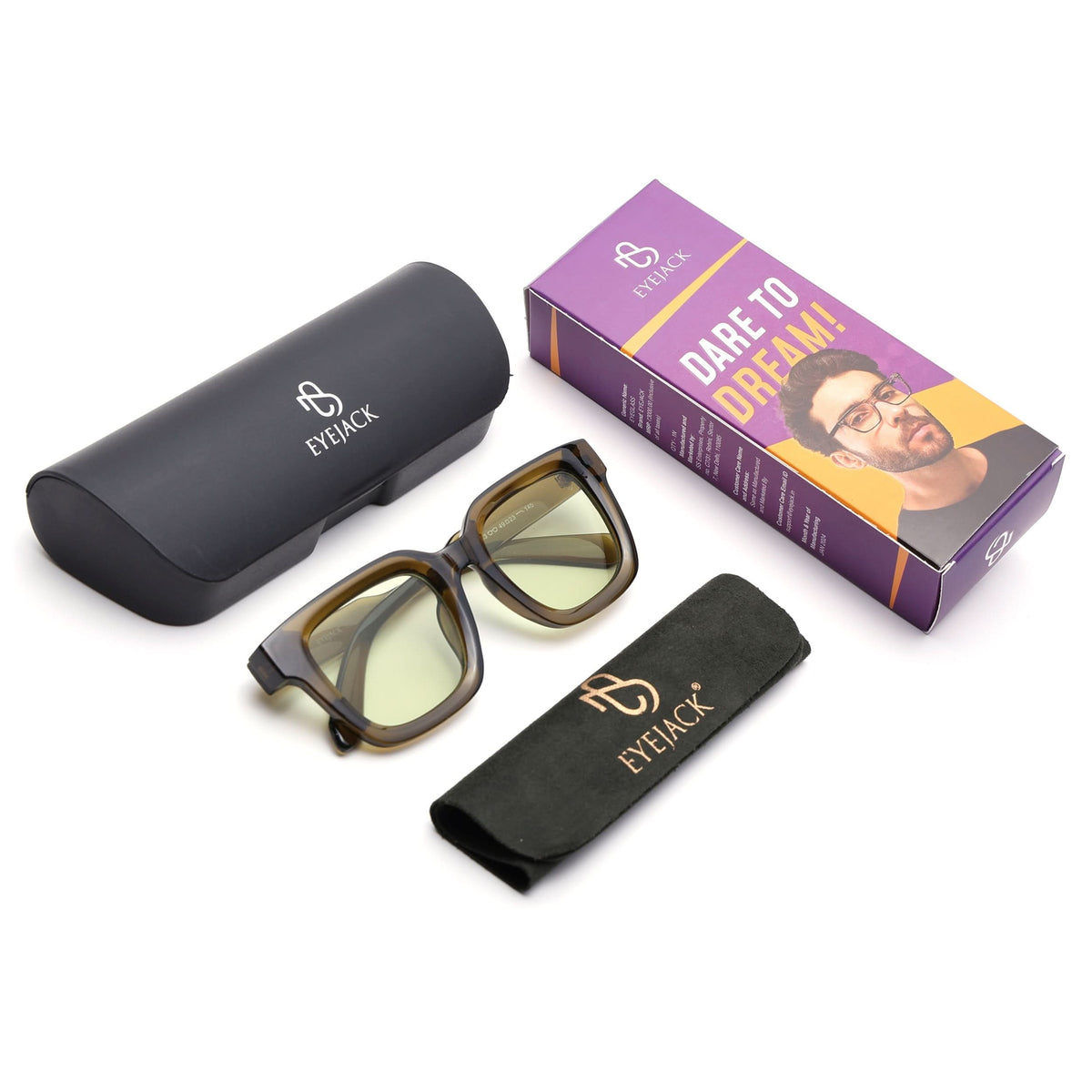 Cubix - Green Square Sunglasses I Clear Lens - 3803CL528-C3